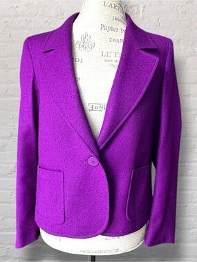 JAEGER London Vintage Royal Purple Wool Power Blazer Jacket 10 M Great Britain